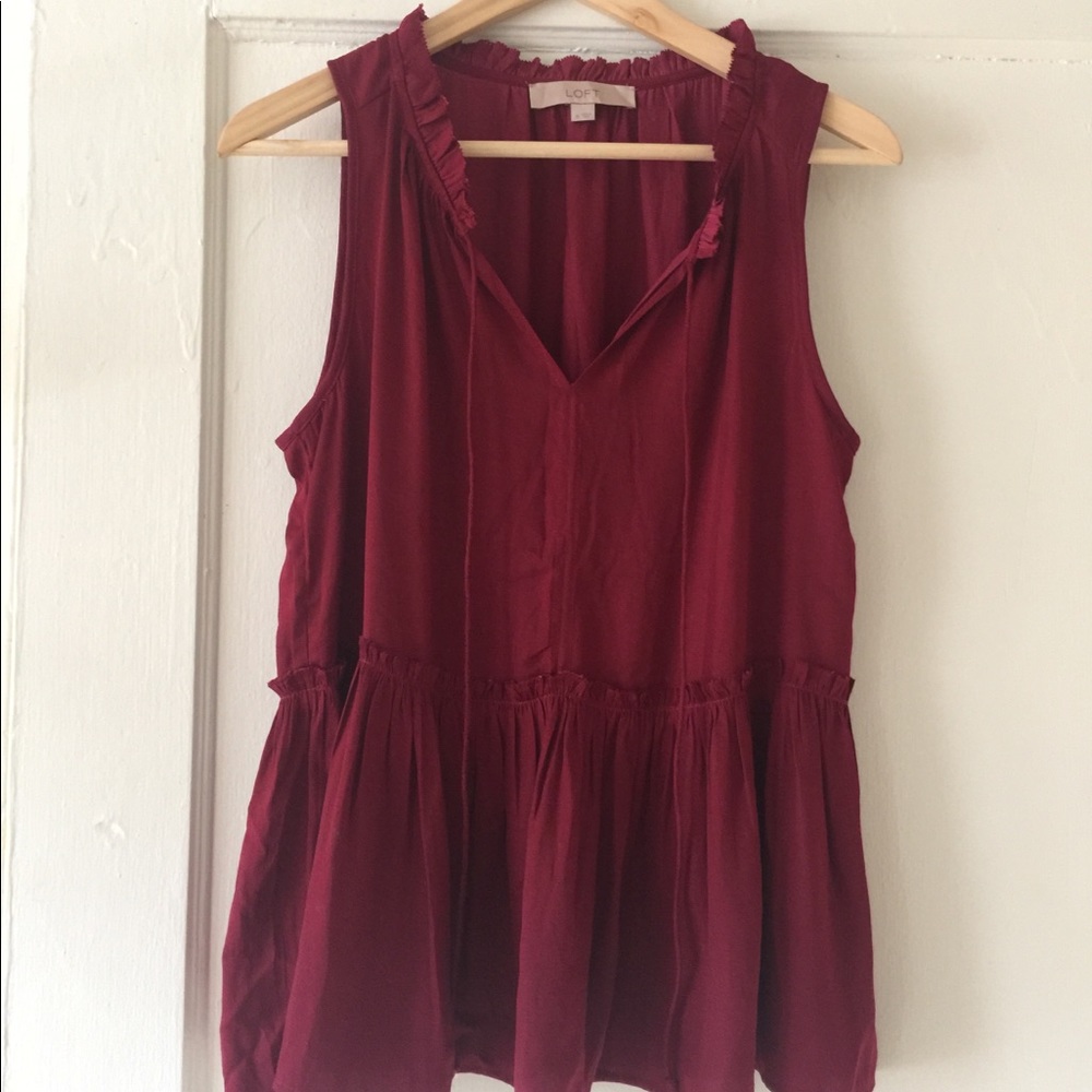 Maroon peplum style top from LOFT